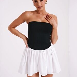 Meshki Hannah Knit And Linen Mini Dress